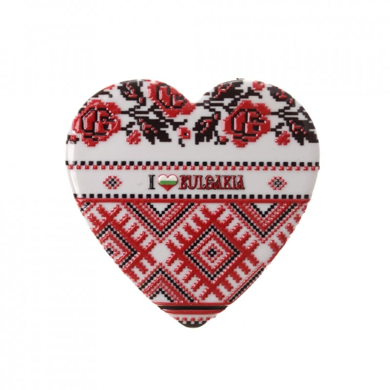 Магнитна фигурка Сърце, Български шевици, Керамична, 6х6 см